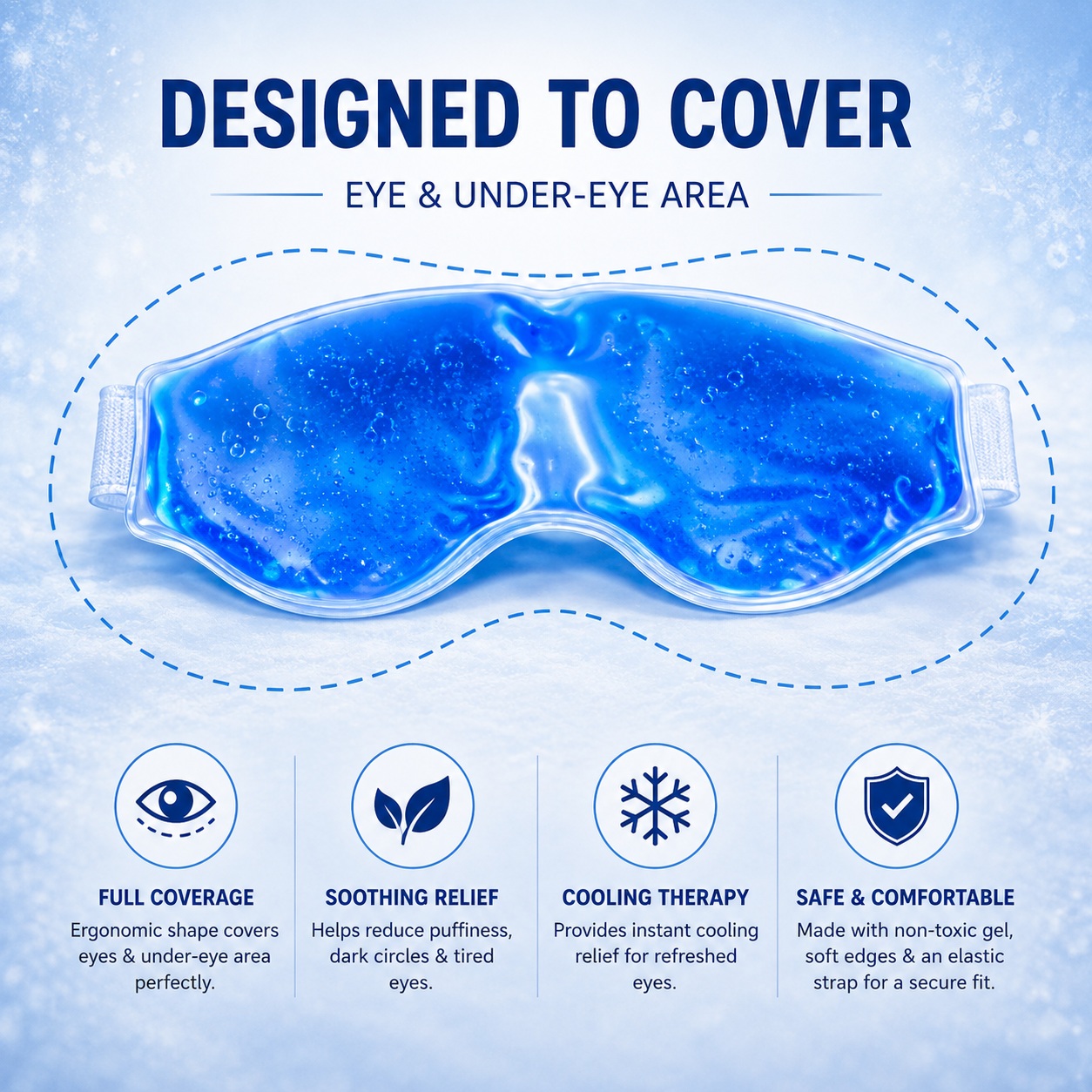 Cooling Gel Eye Mask with Ice Pad for Sleeping, Pain Relief & Dark Circles for Men & Women