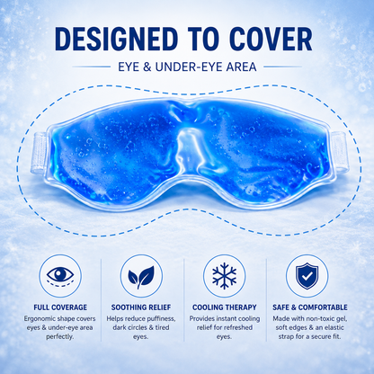 Cooling Gel Eye Mask with Ice Pad for Sleeping, Pain Relief & Dark Circles for Men & Women