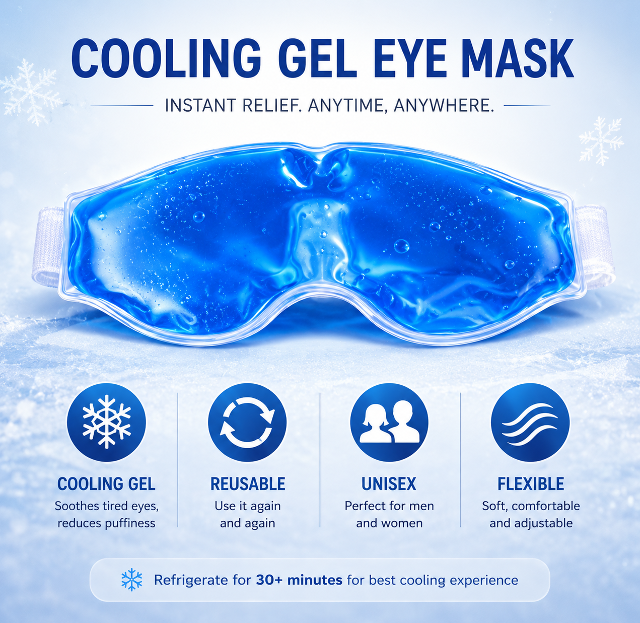 Cooling Gel Eye Mask with Ice Pad for Sleeping, Pain Relief & Dark Circles for Men & Women