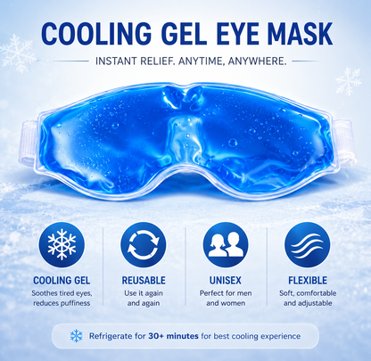 Cooling Gel Eye Mask with Ice Pad for Sleeping, Pain Relief & Dark Circles for Men & Women